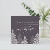 Winter Hochzeit Save the Date Karten Bäume (Stehend Vorderseite)