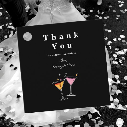 Winter Hochzeit Schwarz-Weiß-Weinflasche Geschenkanhänger