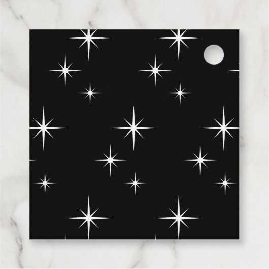 Winter Hochzeit Schwarz-Weiß-Weinflasche Geschenkanhänger (Rückseite)