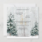 Winter Hochzeit Sparkle Schneeflocken Pinienbäume Einladung (Vorderseite)