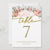 Winter Hochzeit Tischnummer Gilded Watercolor (Vorderseite)