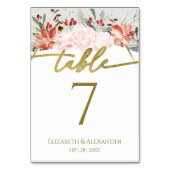 Winter Hochzeit Tischnummer Gilded Watercolor (Rückseite)