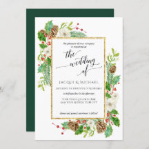 Winter Hochzeit Wasserfarbene Rose Kiefernkiefer B