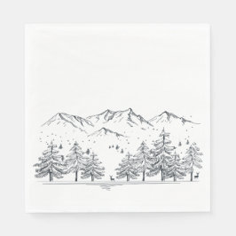 Winter Hochzeiten Berge Natur Bäume Schwarz Grau Serviette