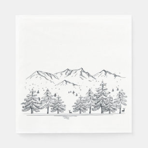 Winter Hochzeiten Berge Natur Bäume Schwarz Grau Serviette
