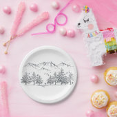 Winter Hochzeiten Berge Naturbäume Land Pappteller (Party)