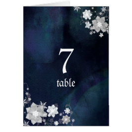 Winter Hochzeiten in Weiß- und Navy-Blau-Tischnumm