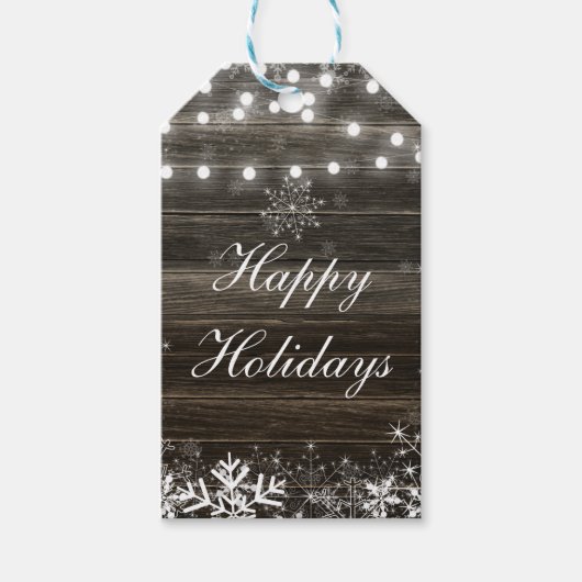 Winter Hochzeiten & Schneeflocken Rustikale Gefall Geschenkanhänger (Vorderseite)