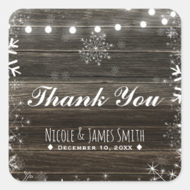 Winter Hochzeiten & Schneeflocken Rustikale Gefall Quadratischer Aufkleber