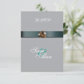 Winter Hochzeiten Snowflakes Pinecones RSVP Karte (Stehend Vorderseite)