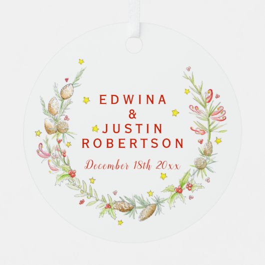 Winter Hochzeiten Wasserfarbenkiefern Ornament Aus Metall (Vorderseite)