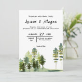 Winter-Hochzeitkarte für Bergkiefern Einladung (Stehend Vorderseite)