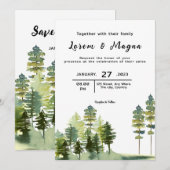 Winter-Hochzeitkarte für Bergkiefern Einladung (Vorne/Hinten)