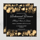 Winter-Hochzeits-Proben-Abendessen-Goldlichter Einladung (Vorne/Hinten)