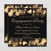 Winter Hochzeitsbeteiligung Gold Lights Einladung (Vorne/Hinten)