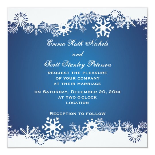 Winter Hochzeitseinladung Der Schneeflocke Blaue Einladung Zazzle De