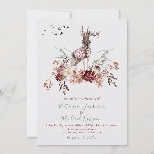 Winter Hochzeitseinladungen für Waldland Wasserfar Einladung (Vorderseite)