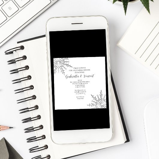 Winter-Hochzeitsessen mit Snowflake Probe Einladung