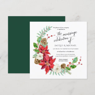 Winter Hochzeitsheirat Halbmond Blumenreath Einladung