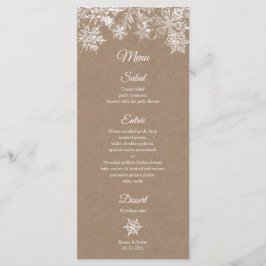 Winter-Hochzeitskarte mit White & Kraft Snowflakes Menükarte