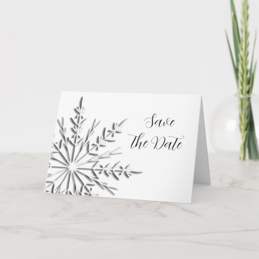 Winter-Hochzeitskarte Snowflake Save the Date Ankündigung (Vorderseite)