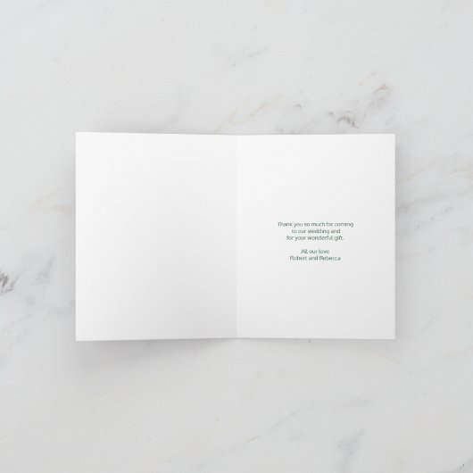 Winter Hochzeitskiefern grün danke Karten (Innenseite)