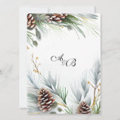Winter Hochzeitskiefern Schneekiefern Branchen Einladung (Rückseite)
