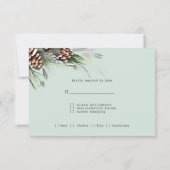 Winter Hochzeitskiefern Schneekiefern Branchen RSVP Karte (Rückseite)