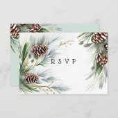 Winter Hochzeitskiefern Schneekiefern Branchen RSVP Karte (Vorne/Hinten)