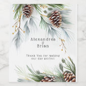 Winter Hochzeitskiefern Schneekiefern Branchen Weinetikett (Einzelnes Label)