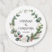 Winter-Hochzeitskranz mit Brandzweigen Geschenkanhänger (Vorderseite)