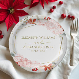 Winter Hochzeitspapierplatte Gilded Watercolor Pappteller