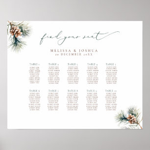 Winter-Hochzeitsplan für Kiefernwälder Poster