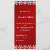 Winter-Hochzeitsprogramm für Red White Snowflake Programm (Vorderseite)