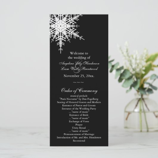 Winter-Hochzeitsprogramm Programm (Stehend Vorderseite)