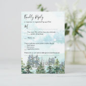Winter Hochzeitsschneebäume RSVP Karte (Stehend Vorderseite)