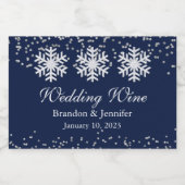 Winter-Hochzeitssnowflakes und Glitzer Gefallen Schaumweinetikett (Einzelnes Label)