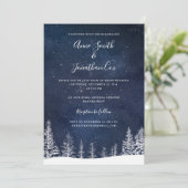 Winter Hochzeitssnowstars Navy Blue White Wedding Einladung (Stehend Vorderseite)