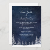 Winter Hochzeitssnowstars Navy Blue White Wedding Einladung (Vorne/Hinten)