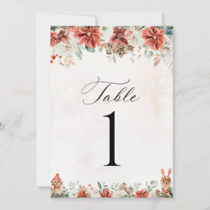 Winter-Hochzeitstisch-Nummernkarte