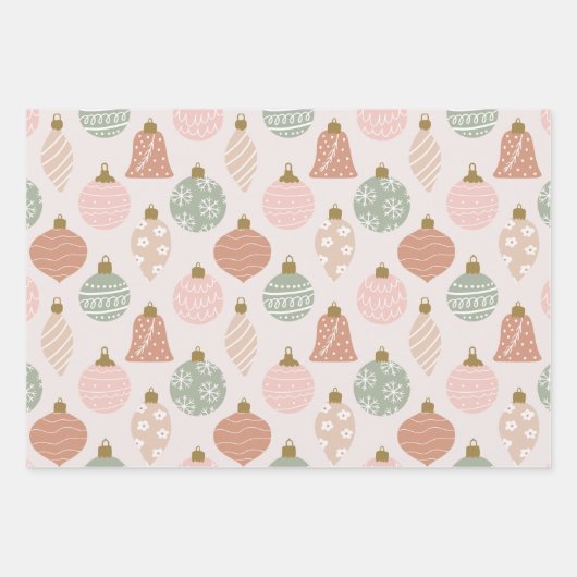 Winter HoHoHo Zierbaumen Pastell Weihnachten Geschenkpapier Set (Vorderseite 3)