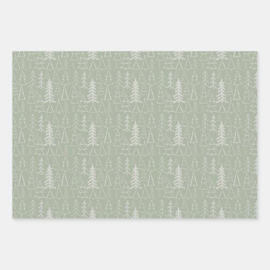 Winter HoHoHo Zierbaumen Pastell Weihnachten Geschenkpapier Set (Vorderseite 2)