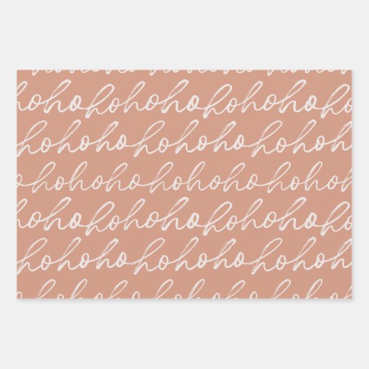 Winter HoHoHo Zierbaumen Pastell Weihnachten Geschenkpapier Set (Vorderseite)