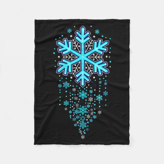 Winter Holiday Apparel - Blue Snowflake Cascade, I Fleecedecke (Vorderseite)