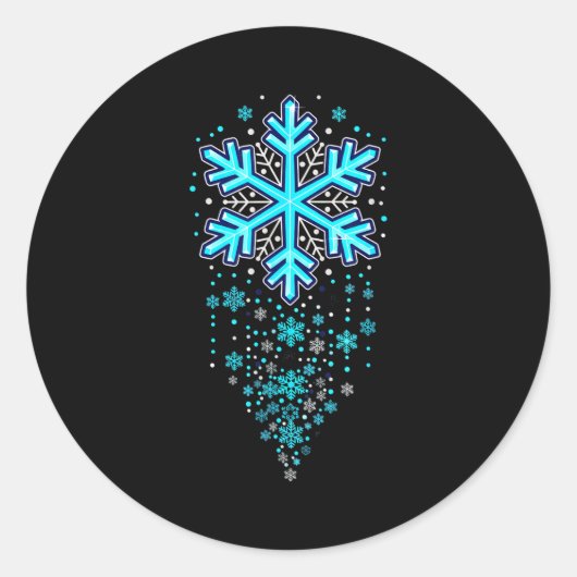 Winter Holiday Apparel - Blue Snowflake Cascade, I Runder Aufkleber (Vorderseite)