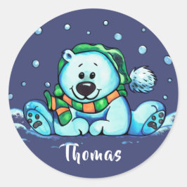 Winter Holiday Bar Classic Round Sticker