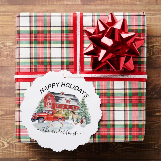 Winter Holiday Barn Farm Animes Handgeschriebener Ornament Karte (Insitu (Geschenk))