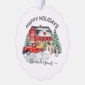 Winter Holiday Barn Farm Animes Handgeschriebener  Ornament Karte (Links)