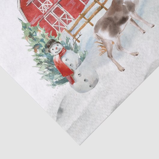 Winter Holiday Barn Reindeer Girl Seidenpapier (Ausschnitt)