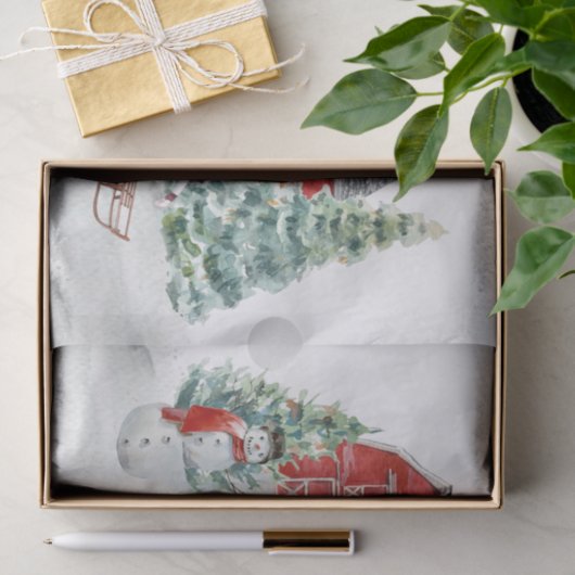 Winter Holiday Barn Reindeer Girl Seidenpapier (Geschenk)